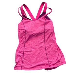 Lululemon Women's Pink Crossover Double Strap Lined Bra Insert Athletic Top SZ 4